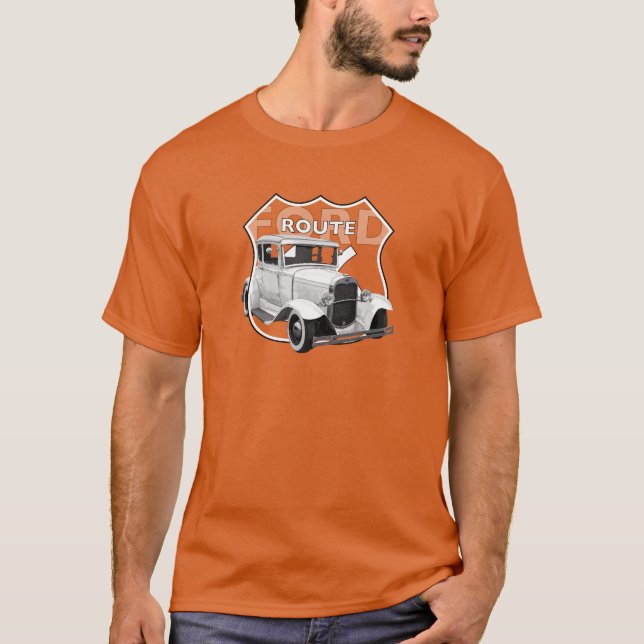 Modell A 1930 White Classic Hotrod Route66 T - Shi T-Shirt (Vorderseite)