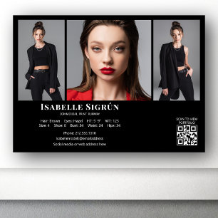 Modell Actor 3 Foto Comp Card Vorlage 12x18 Schwar
