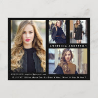 Modell Actor 4 Foto Comp Card - Schwarze Postkarte