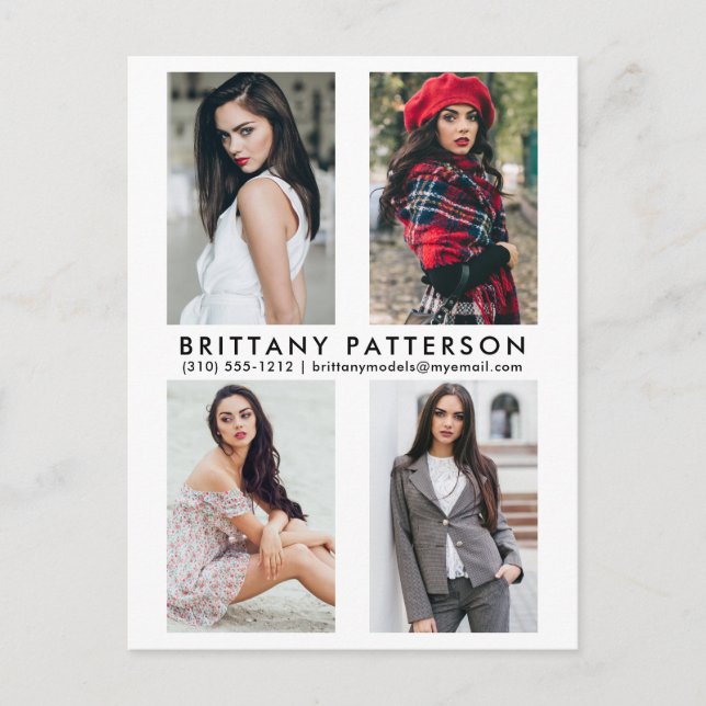 Modell Actor 4 Foto Comp Card Weiße Postkarte (Vorderseite)