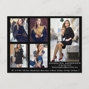 Modell Actor 5 Foto Comp Card Postcard schwarz Postkarte