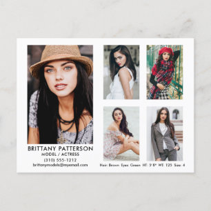 Modell Actor 5 Foto Comp Card Weiße Postkarte