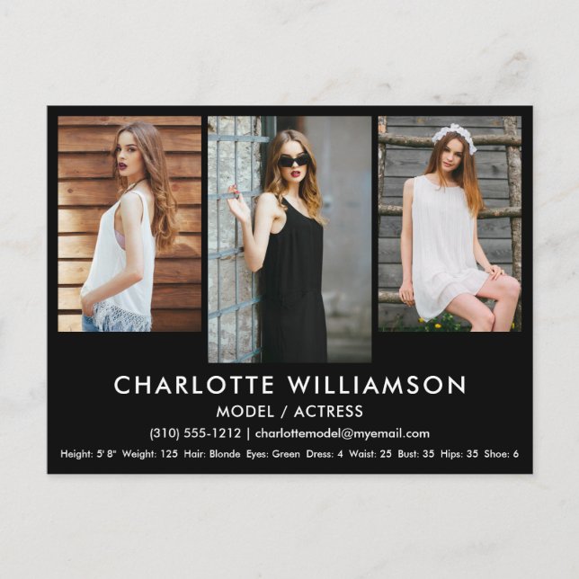 Modell Actor Comp Card 3 Foto Postkarte Blank (Vorderseite)