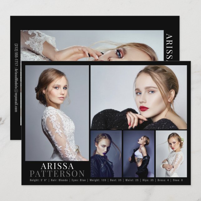 Modell Actor Comp Card 6 Foto 5.12x18.5 Einladung (Vorne/Hinten)