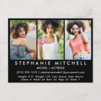 Modell Actor Comp Card Blk Postcard - 3 Fotos