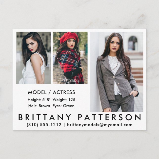 Modell Actor Comp Karte Postcard 3 Foto weiß (Vorderseite)