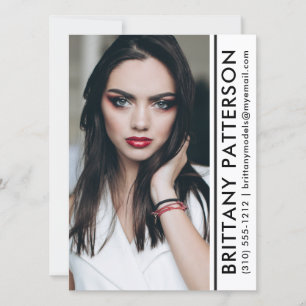 Modell Actor Pro Foto Comp Card Weißer Streifen Einladung