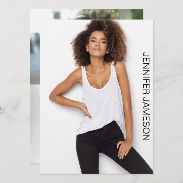 Modell-Akteur-Comp-Karte | 3 Foto und QR-Code Einladung (Vorne/Hinten)