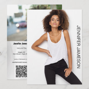 Modell-Akteur-Comp-Karte   3 Foto und QR-Code Einladung