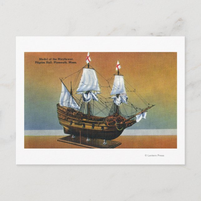 Modell der Mayflower in Pilgrim Hall View Postkarte (Vorderseite)