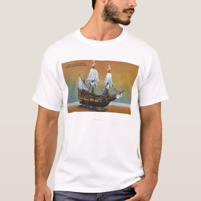 Modell des Mayflower in Pilger-Hall-Ansicht T-Shirt (Vorderseite)