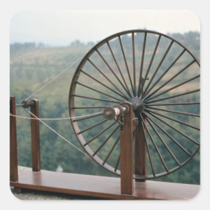 Modell einer Spinnmaschine Quadratischer Aufkleber