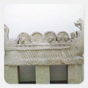 Modell eines Schiffs, das Wein auf transportiert Quadratischer Aufkleber