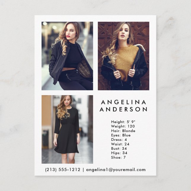 Modell-Foto-Comp-Karte für Schauspieler 3 - Postka Postkarte (Vorderseite)