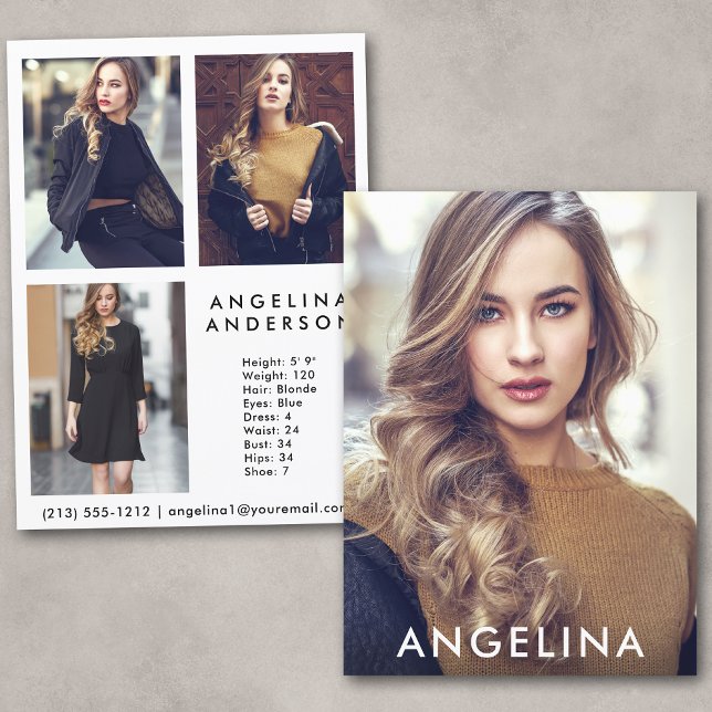 Modell für die Comp-Karte schwarz - 3 Foto Rücksei (Customize to change background color, text size or text style.)