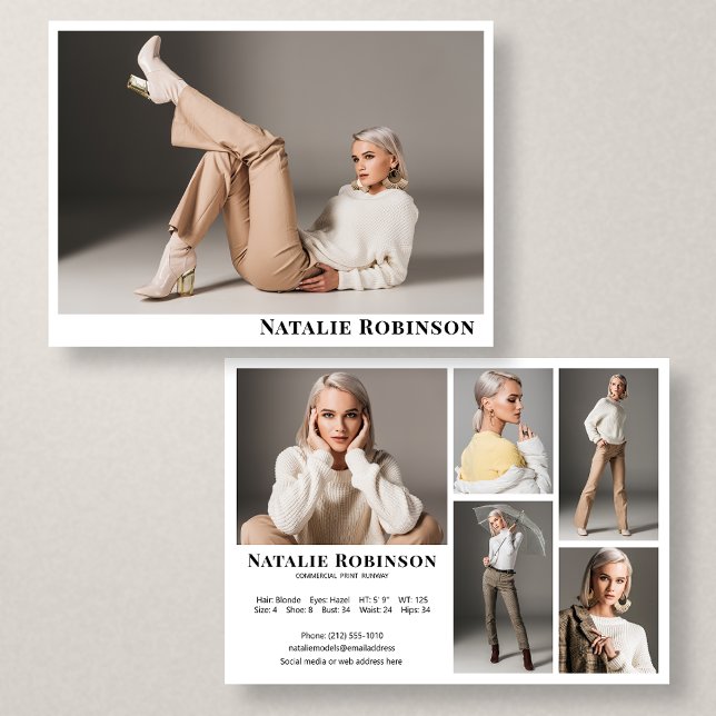 Modell für Schauspieler 6 Foto-Comp-Karte-Portfoli Einladung (Available in high quality print or digital download for quick messaging, email or self printing.)
