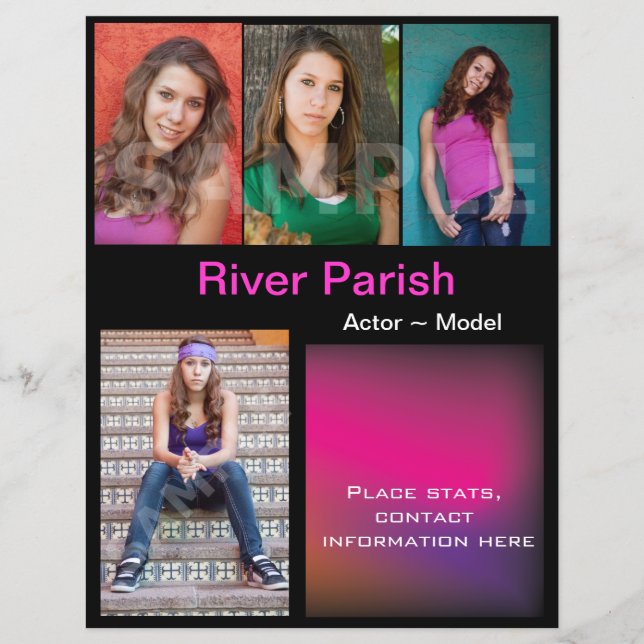 Modell Headshot Comp Cards Vorlage Flyer (Vorne)