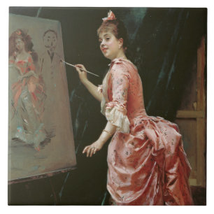 Modell Making Mischief (von Raimundo de Madrazo) Fliese