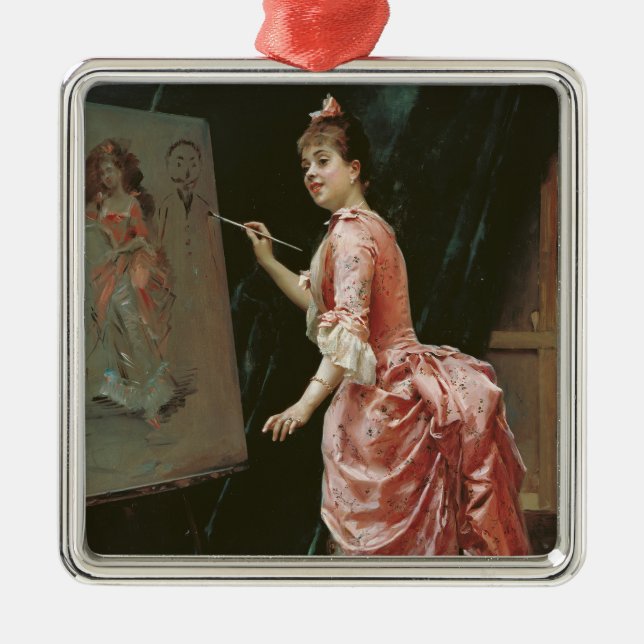 Modell Making Mischief (von Raimundo de Madrazo) Ornament Aus Metall (Vorne)