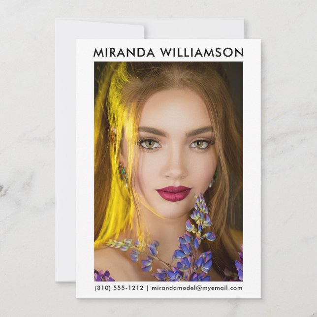 Modell Schauspieler 1 Foto Comp Card 12x18 weiß Einladung (Vorderseite)