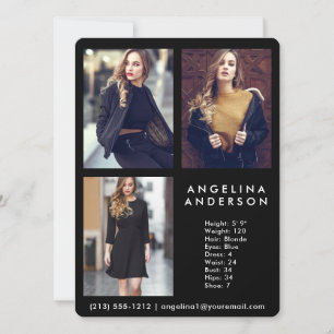 Modell Schauspieler 3 Foto Comp Card Blk R