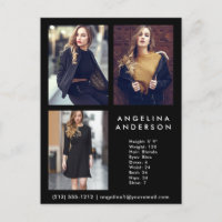 Modell Schauspieler 3 Foto Comp Card Schwarz - Pos