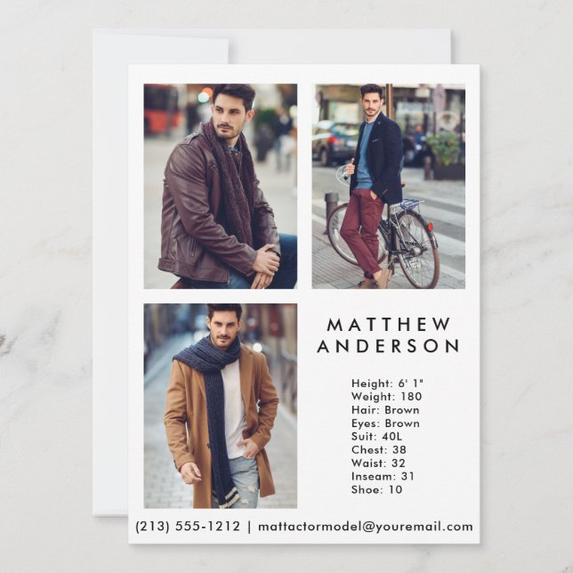 Modell Schauspieler 3 Foto Comp-Karte weiß (Vorderseite)