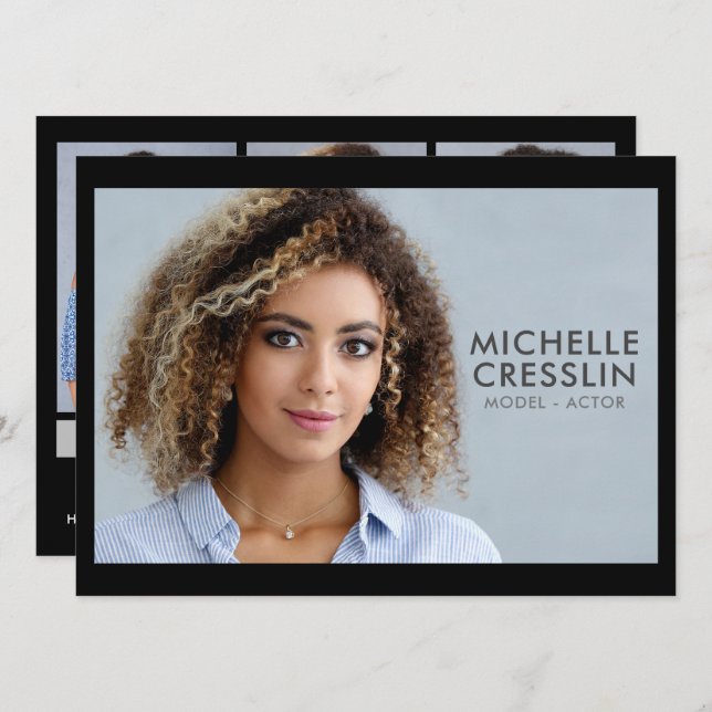 Modell Schauspieler 5.12x18.5 Comp Zed Card 3 Foto Einladung (Vorne/Hinten)