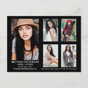 Modell Schauspieler 5 Foto Comp Card Schwarze Post Postkarte