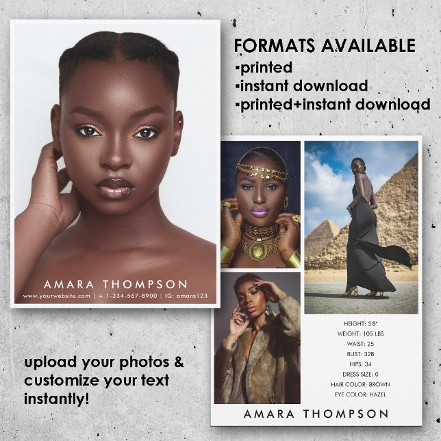 Modell Schauspieler Modeling Comp Card 4 Foto Mode Einladung (Model Actor Modeling Comp Card 4 Photo Modern)