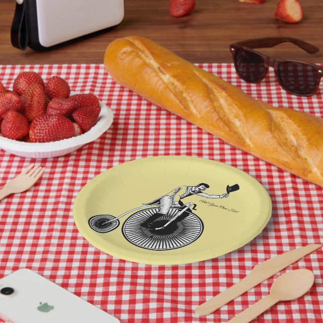 Modell T Penny Farthing Classic - Schwarz und Weiß Pappteller (Picknick)