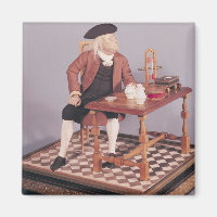 Modell von Benjamin Franklin an seinem Tisch