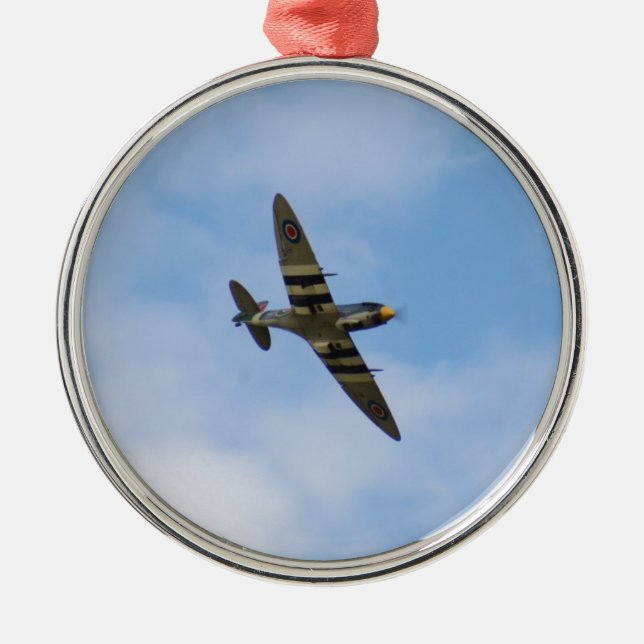 Modell von Spitfire M IX MK923 Silbernes Ornament (Vorne)