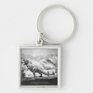 Modell von Tyrannosaurus rex B&W Schlüsselanhänger