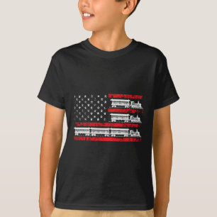 Modellbahn Patriotische USA-Flagge Lokomotive Mode T-Shirt