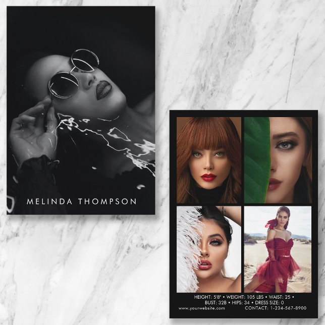 Modellieren von Schauspiel Comp Card 5 Foto Schwar Einladung (Von Creator hochgeladen)