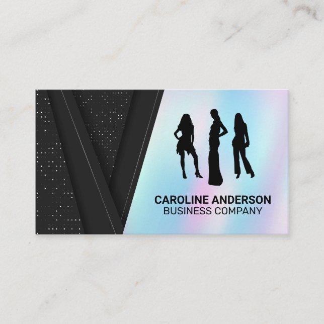 Modellsymbol | Black Luxury Holographic Background Visitenkarte (Vorderseite)