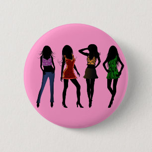 Models von Mode-Girls mit Schaltflächen für die  Button
