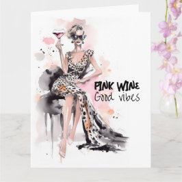 Modemagazin Leopard Kleid Rosa Wasserfarbe Karte