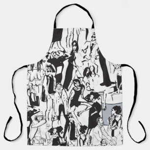 Modemenschen: Vintage nahtlose Illustration. Schürze