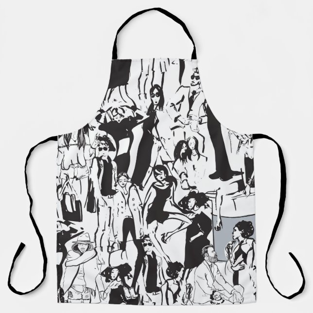 Modemenschen: Vintage nahtlose Illustration. Schürze (Vorderseite)
