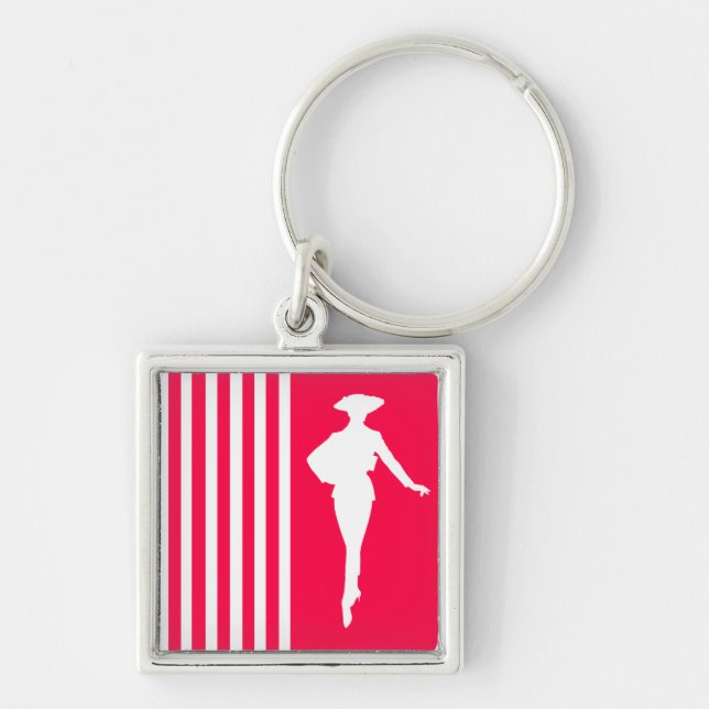 Modemische Streifen mit Mode-Silhouette Schlüsselanhänger (Vorne)