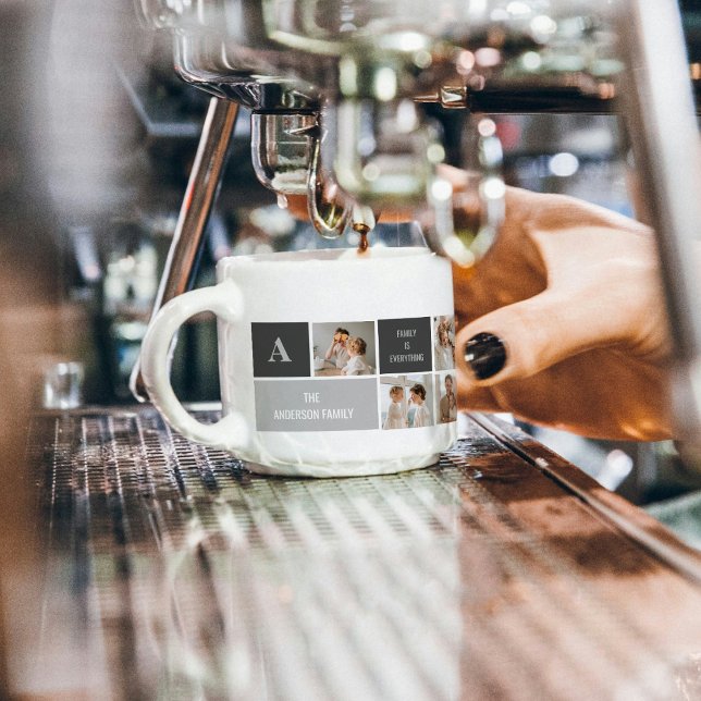 Moden 3Collage Foto & Grau Bestes Familiengeschenk Espressotasse (Von Creator hochgeladen)