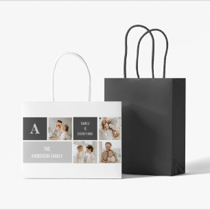 Moden 3Collage Foto & Grau Bestes Familiengeschenk Große Geschenktüte