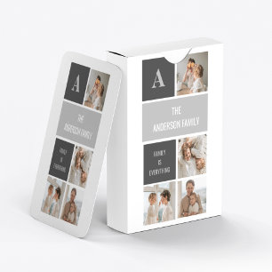 Moden 3Collage Foto & Grau Bestes Familiengeschenk Spielkarten