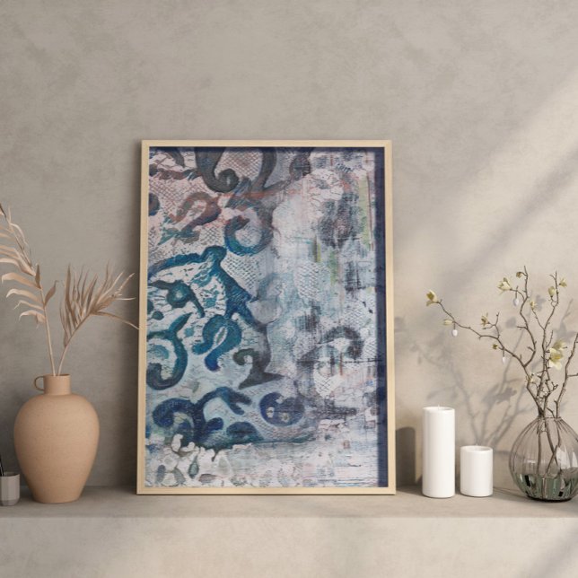 Moden Abstrakte Malerei Print Azure Elegy Poster (Von Creator hochgeladen)