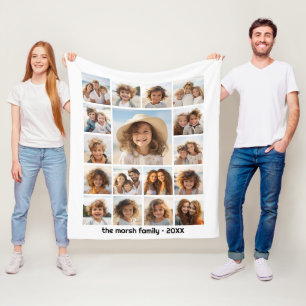 Moden, Minimal Foto Grid mit 17 Fotos Fleecedecke