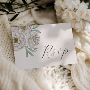 Moden Off White & Elfenbein Wasserfarben Blumen RS RSVP Karte