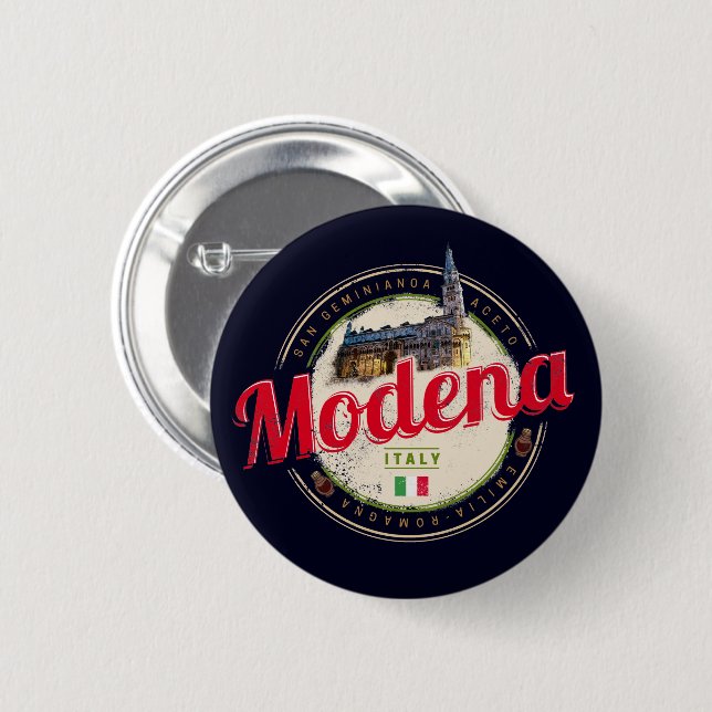 Modena Emilia-Romagna Balsamic Italien Souvenir Button (Vorne & Hinten)
