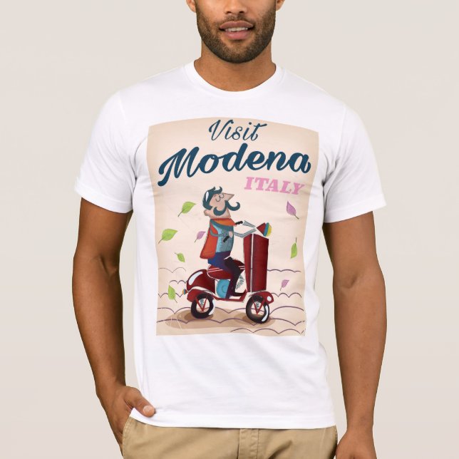 Modena Italy Scooter Reiseplakat T-Shirt (Vorderseite)